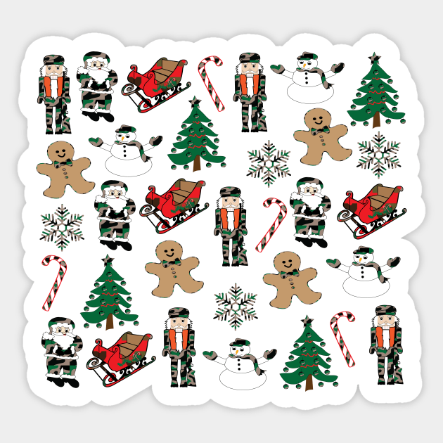 Holiday pattern, design, camouflage, Camo, Christmas Sticker by sandyo2ly